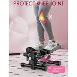 Portable Mini Stepper with Resistance Bands for Home Exercise Adjustable Height Fitness Machine 330LBS Capacity Black and Gray