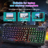 Rainbow Glow Gaming Keyboard & Mouse Set, Backlit, Ergonomic, Mechanical Feel