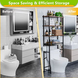 Storage Shelf,4Tier Bathroom Organizer Cabinet Rack and Storage over Toilet with Shelf Waterproof Feet Pad and Basket,Multifunct