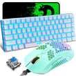 80% Mechanical Gaming Keyboard and Mouse Mousepad &Rainbow Backlit 12000 DPI Lightweight Gaming Mouse with Honeycomb Shell Set
