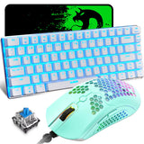 80% Mechanical Gaming Keyboard and Mouse Mousepad &Rainbow Backlit 12000 DPI Lightweight Gaming Mouse with Honeycomb Shell Set