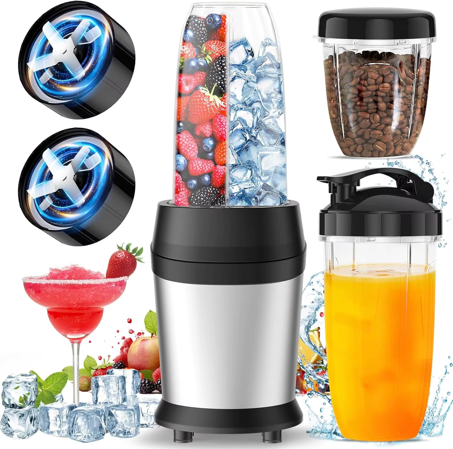 12-Piece Smoothie Blender Maker 25,000 RPM Personal Blender for Ice Crushing Smoothies & Frozen Drinks Nuts with 23Oz, 32Oz