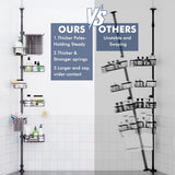 Adjustable Shower Caddy Organizer, Rustproof 6-Pack Corner Shelf with Towel Bar & Soap Dish for Bathroom Storage, Black