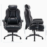 Big and Tall Ergonomic Executive Office Chair with Footrest and Lumbar Support, High Back PU Leather Design