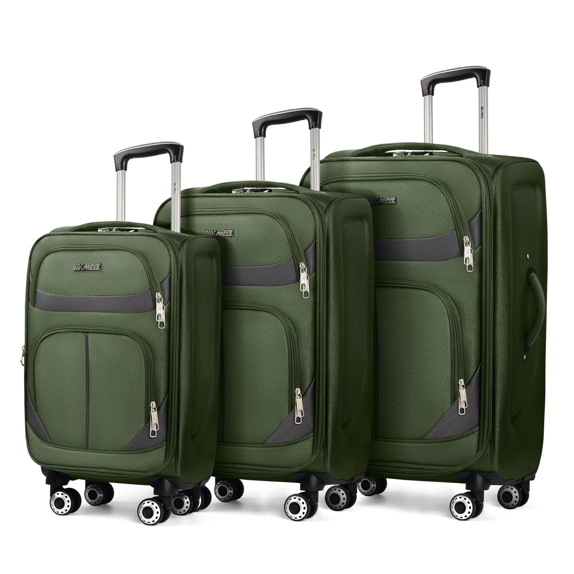 Softside Luggage Expandable 3 Piece Set Suitcase Upright Spinner Softshell Lightweight Luggage Travel Set 20Inch 24Inch 28Inch