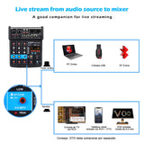 B 4 Channel 24 DSP DJ Audio Sound Mixer Interface Mixing Console Desktop Karaoke with MP3 Input USB Bluetooth Input Stereo