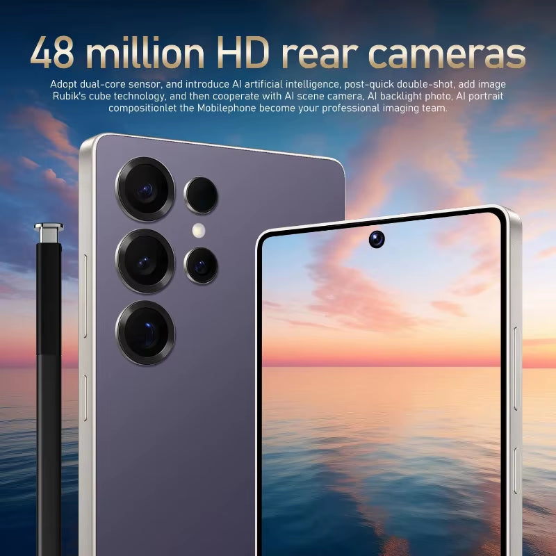 Global Vision X26 Pro Max Smartphone Android 12 8GB RAM 512GB ROM 6.8 Inch Phone 1920X1080Hd 48MP 5G Network Mobile Phones