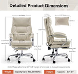 Ergonomic Executive Office Chair with Footrest, High Back PU Leather, Adjustable Recline, and Swivel Design