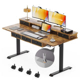 Ergonomic Electric Height Adjustable Standing Desk with 5 Drawers, 63 x 30 Inches, Customizable Office Furniture