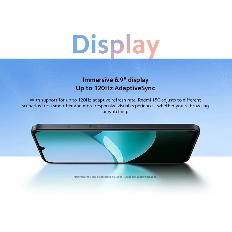 Redmi 15C Global Version 50MP Main Camera Mediatek Helio G81-Ultra 120Hz 6.9" Display 33W Charging 6000Mah Battery