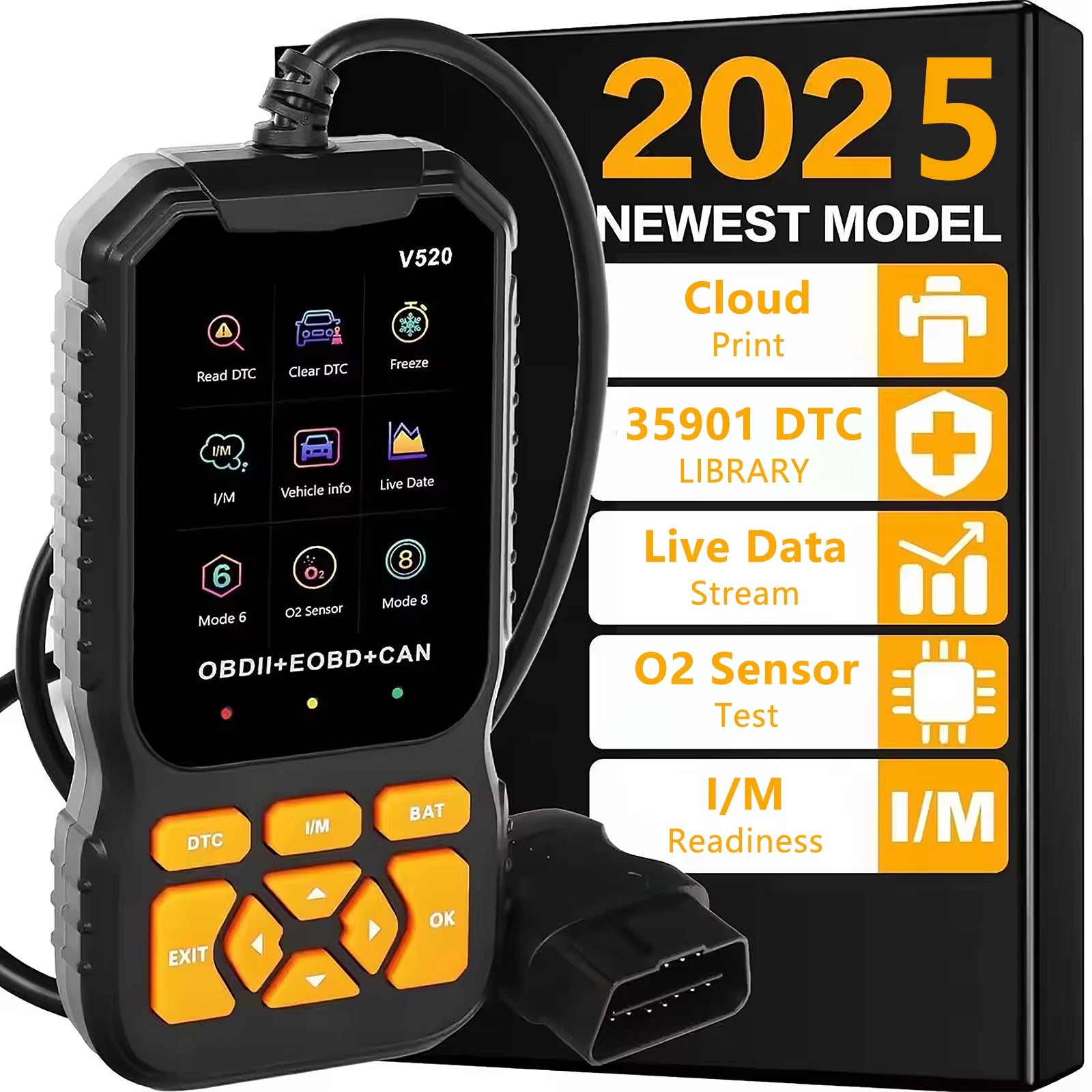 V520 Professional Multi-Language OBD2 Scanner and Diagnostic Tool with Real-Time Data and Fault Error Detection