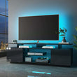 TV Stand for 65-80 in TV, Modern High Gloss Entertainment Center with Adjustable Mood Lighting, Glass Shelves & Largestorage