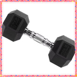 20Lb Black Rubber Encased Hex Dumbbell Single, Non-Roll Design for Home Gym Strength Training & Weightlifting