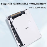 M.2 SSD to U.2 Adapter Card M.2 Nvme Sata-Bus NGFF SSD to Pci-E U.2 Adapter PC-E3.0X4 Pcie M.2 Adapter Converter with Case