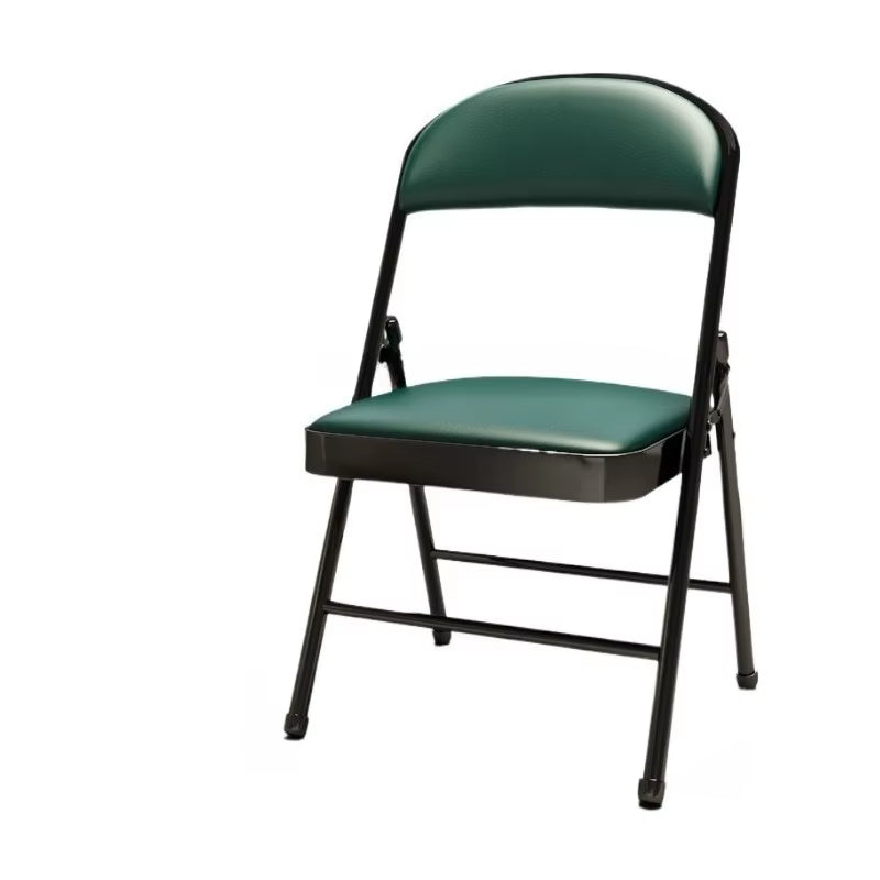 4 Piece Conference Chair Set, Leather Upholstered Folding Chair, Designer Chair with Backrest, Metal Frame Living Room