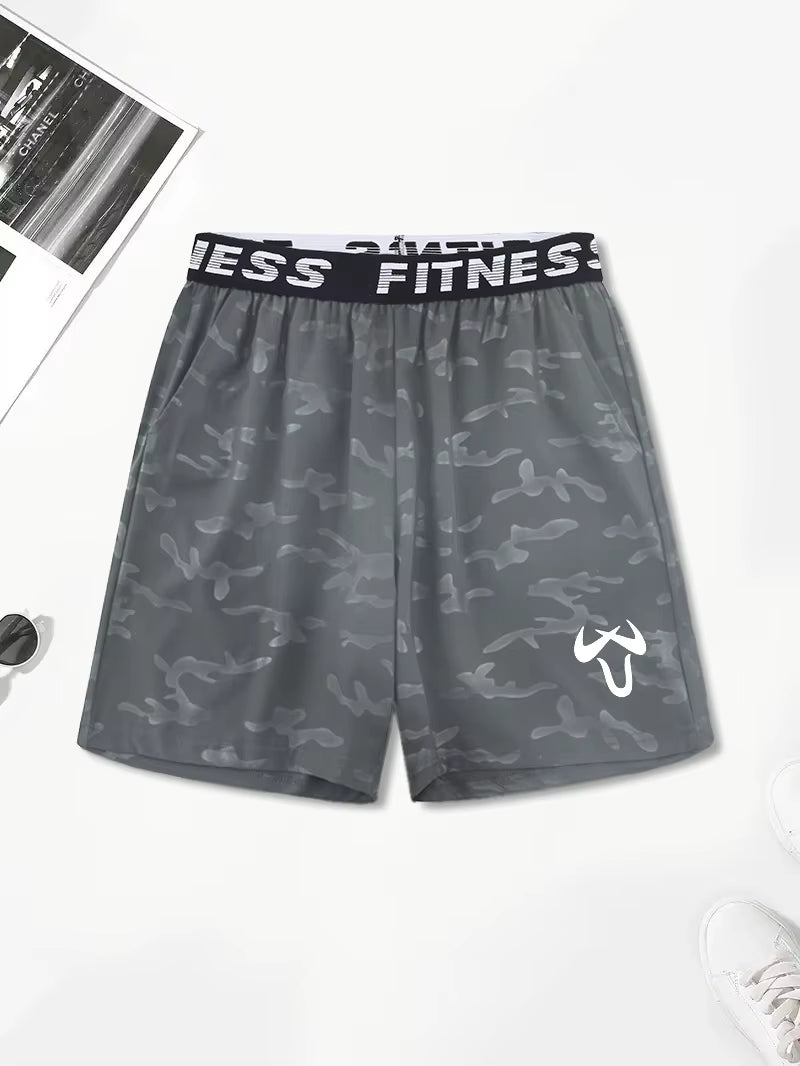 Men'S Casual Quick-Dry Athletic Shorts with Geometric Pattern Elastic Waist & Drawstring - Lightweight Non-Stretch Fabric Pant