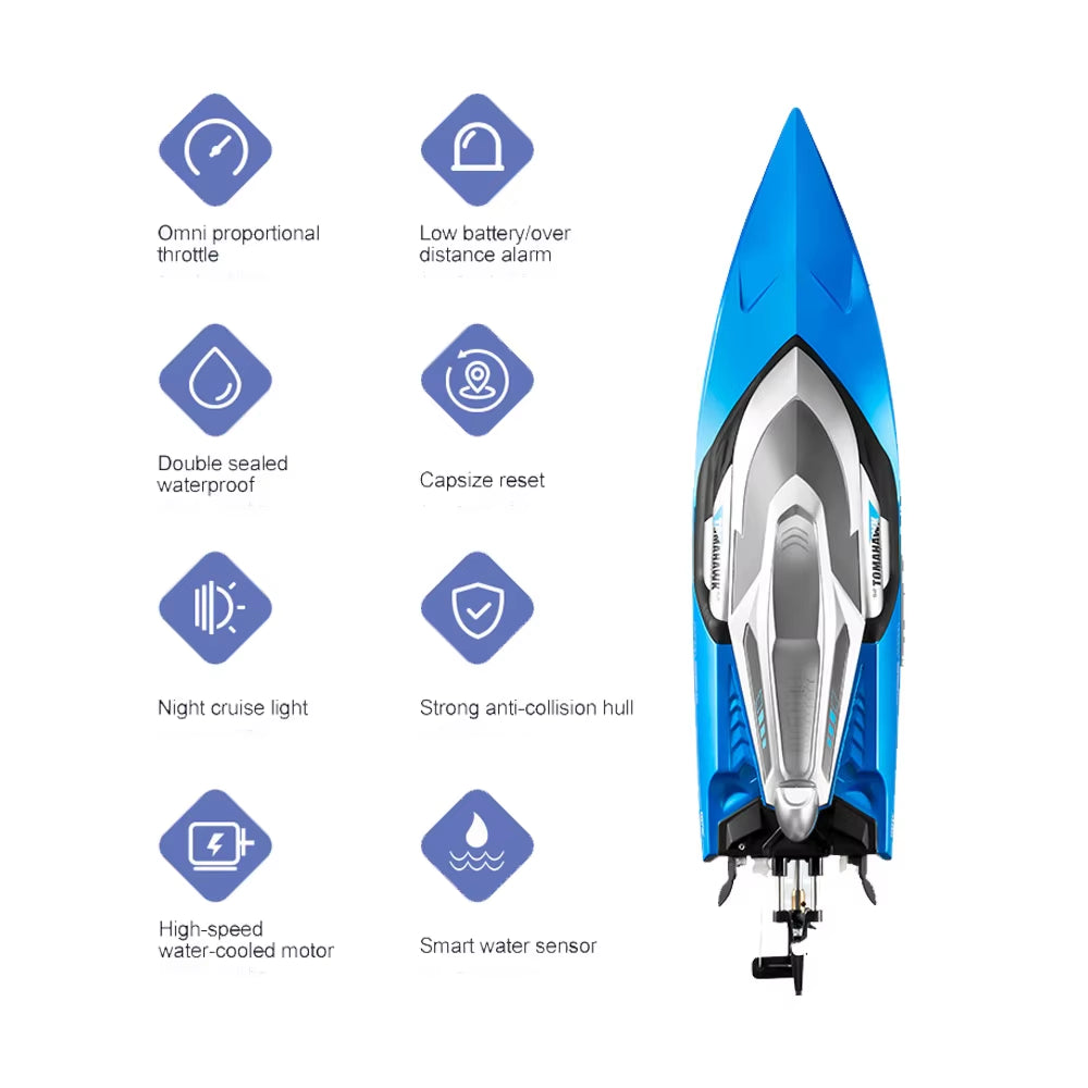 S2 Rc High Speed Boat 70Km/H Horsepower Electric Speedboat Double Seal Waterproof Water-Cooled Motor Outdoor Boats Toys for Boys