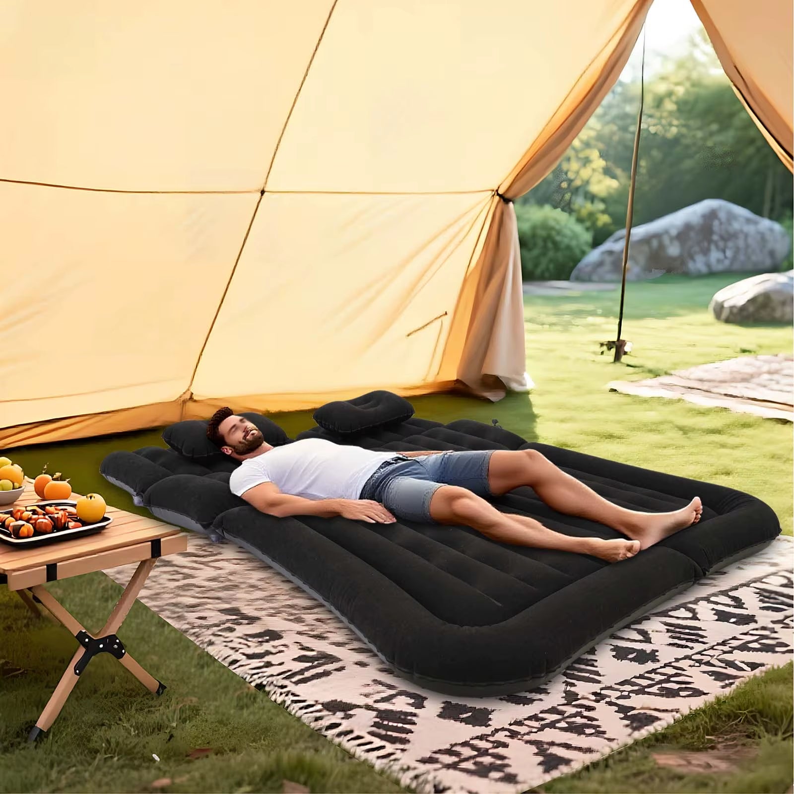 SUV Air Mattress with Pillows, Thickened Inflatable Car Bed Set, for Comfortable Camping & Travel Sleep for Road Trip & Outdoor