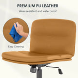 Armless Cross-Legged Office Chair with Wheels - Comfortable Wide Seat Vanity Chair for Living Spaces, Customizable Design