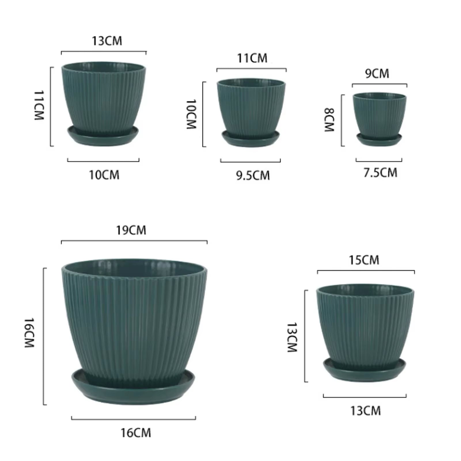 Flower Pot round Planters Succulents Plant Pot with Tray Office Desktop Balcony Home Garden Decoration Outdoor Potted 5 Sizes
