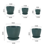 Flower Pot round Planters Succulents Plant Pot with Tray Office Desktop Balcony Home Garden Decoration Outdoor Potted 5 Sizes