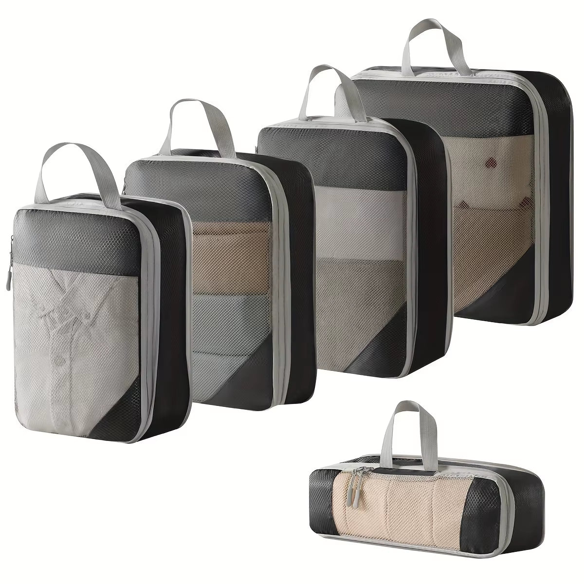 3/5 Pcs Compression Packing Cubes Zipper Luggage Organizer Travel Essentials Carry-On Suitcase Storage | 24-Hour Shipping
