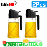 1-4Pc 2-In-1 Sprayer Pourer Oil Empty Bottle Plastic Oil Container Dispenser Vaporizer Kitchen Barbecue Camping Cooking Utensils