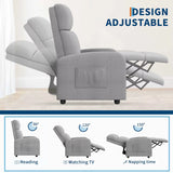 Push Back Recliner Chair for Adults, Lazy Adjustable Single Sofa with Side Pocket Ergonomic Home Theater Seating for Living Room