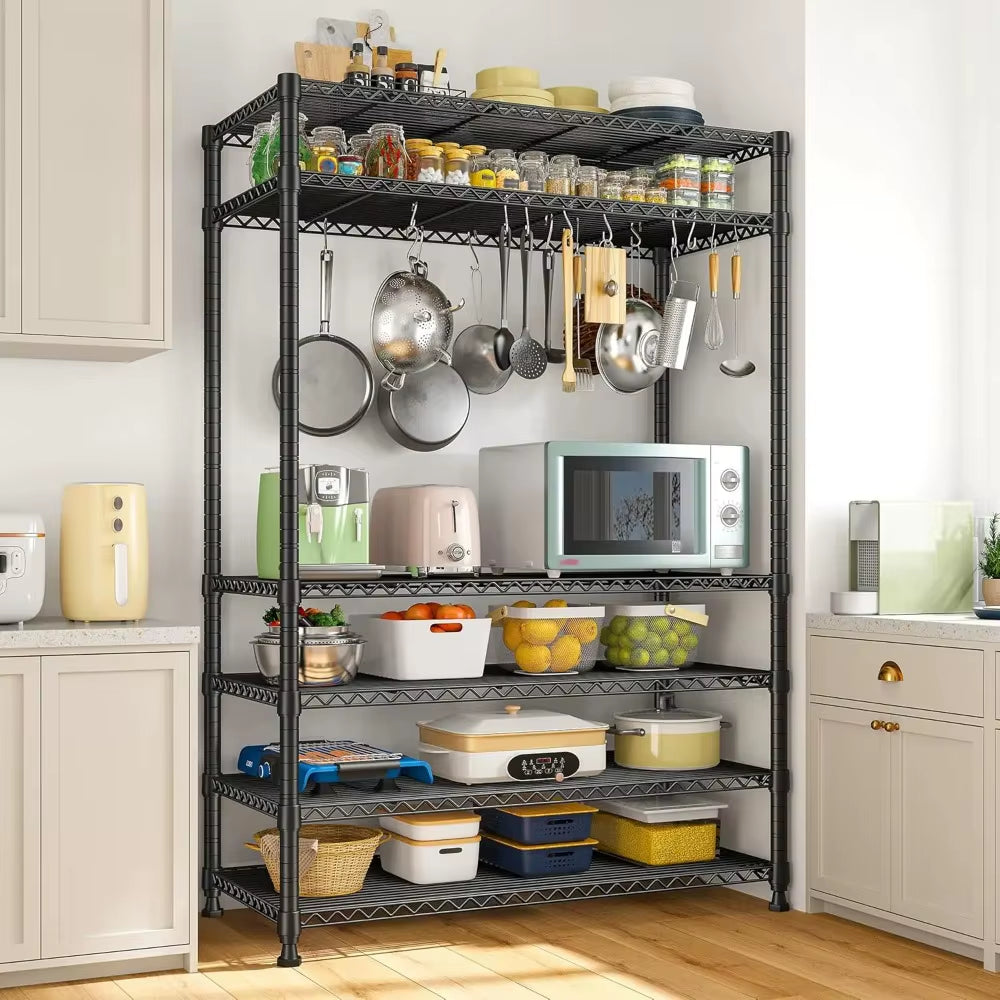 75" H Metal Shelving 6 Tier Storage Shelf Adjustable Kitchen Shelf Wire Shelving Unit Detachable Storage Rack For, Customized