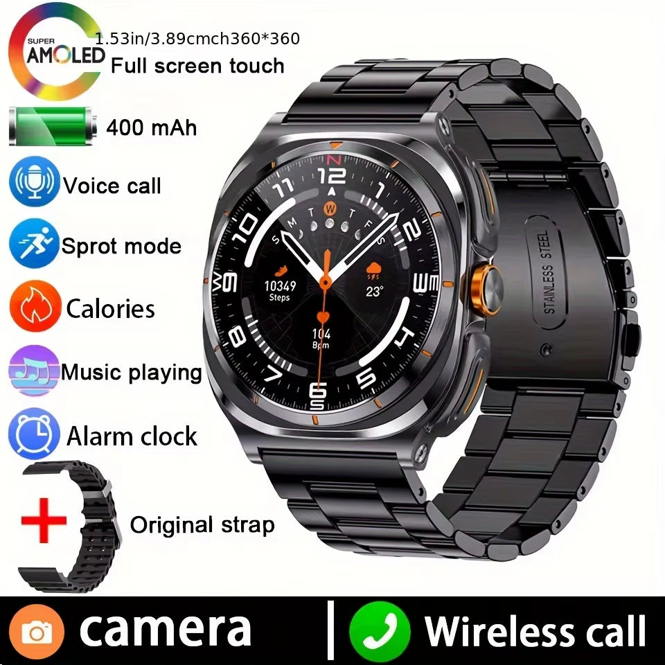 2025 New 6ATM Waterproof Smart Watch Men Outdoor Smartwatch GPS Earphone Compass Heart Rate LED Bluetooth Call Sports Gift