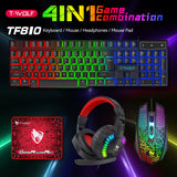 USB Keyboard and Mouse Gaming Headset Combos 4 in 1 English Gaming Wired RGB Keyboard Mouse Set with Mouse Pad and Headphones