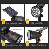 9 LED Solar Spot Light Outdoor Waterproof Spotlights Solar Garden Lights Landscape Lighting Decoration Pathway Lawn Lamp