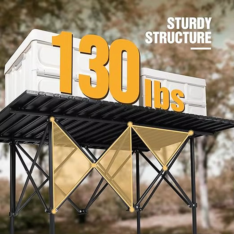 Roll up Camping Tables That Fold Up, Lightweight Portable Compact Metal Camp Table for Grill Outdoor Picnic, Black Long