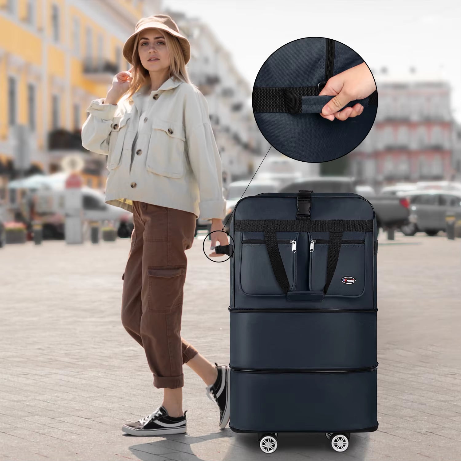 30/36/40 Inch Foldable Expandable Suitcase Bag Water-Resistant Large Capacity Rolling Travel Luggage Bag for Moving Storage