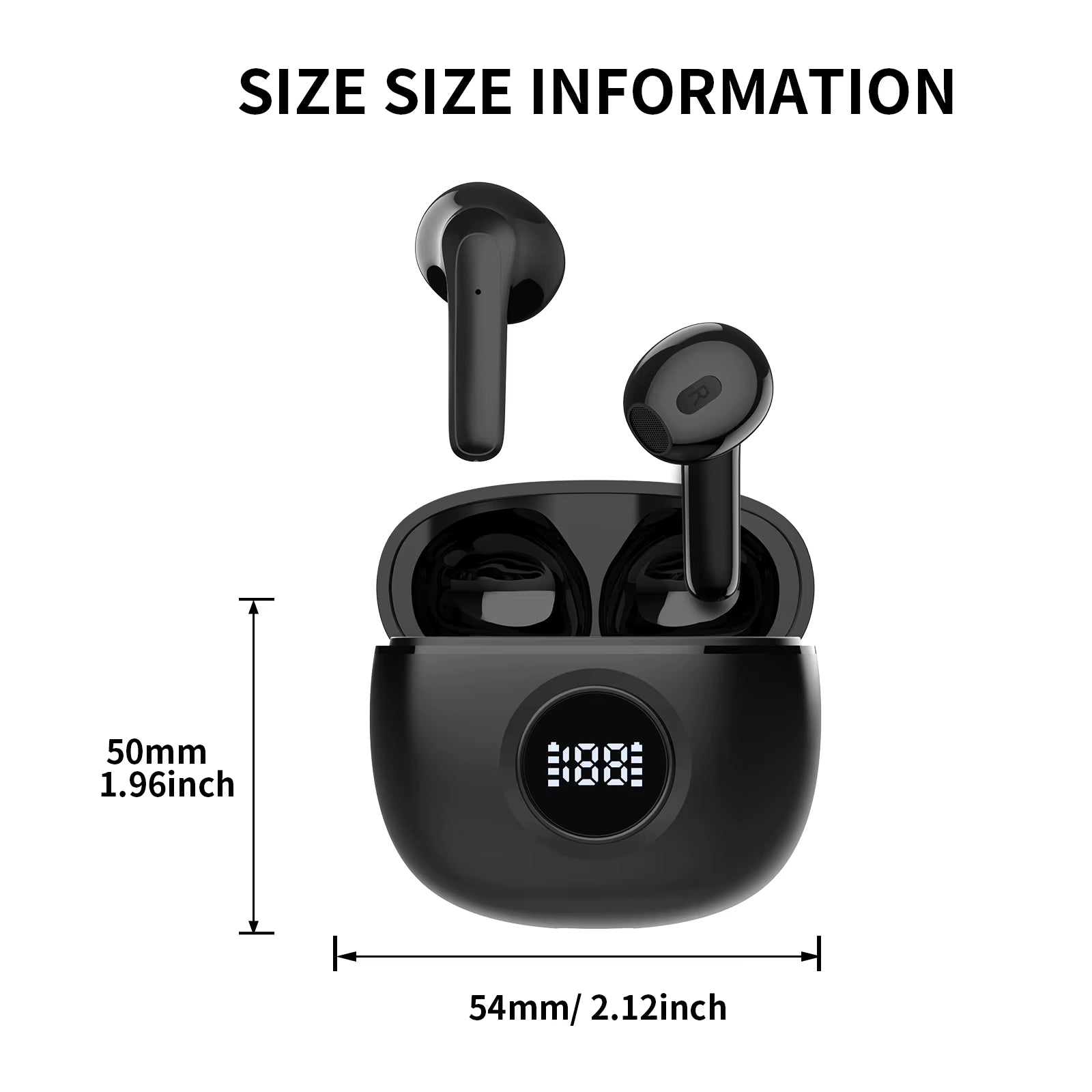 Wireless Headphones, In-Ear Headphones, with Microphone, Stereo In-Ear Headphones with LED Display
