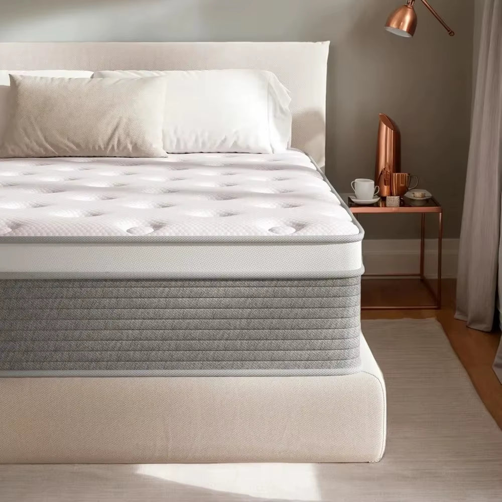 Full Size Mattress, 12 Inch Double Bed Mattress in a Box with Memory Foam and Pocket Spring for Medium Firm Feel, Fib，Customized