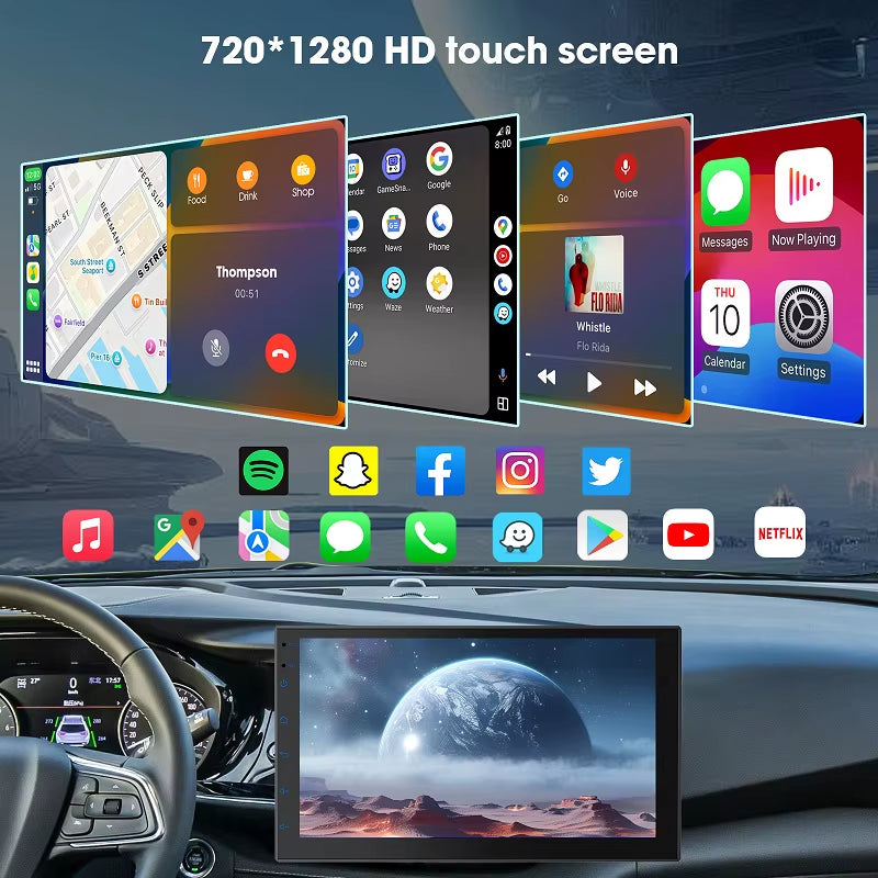 7 9 10 Inch 2Din Car Stereo with Wireless Carplay and Android Auto Car Radio with BT4.1 Backup Camera Mirror Link GPS Wifi FM AM