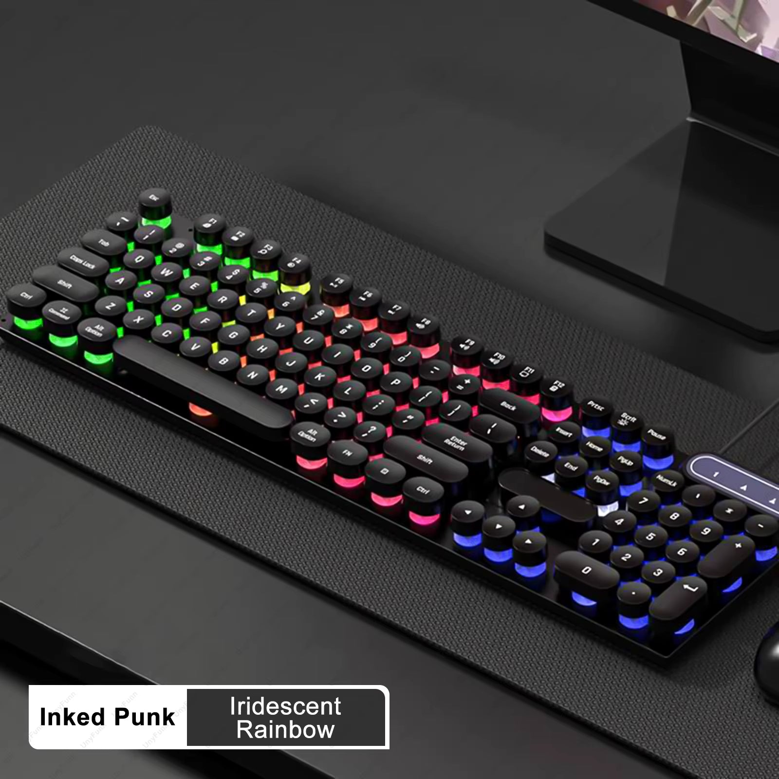 Wired Gaming Keyboard 104 Keys Color Matching Backlit Keycap Peripherals Gaming Keyboard for E-Sports Office Computer Laptop PC