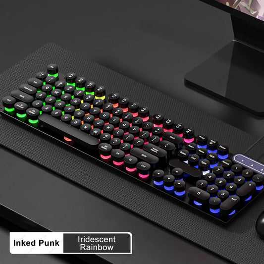 Wired Gaming Keyboard 104 Keys Color Matching Backlit Keycap Peripherals Gaming Keyboard for E-Sports Office Computer Laptop PC