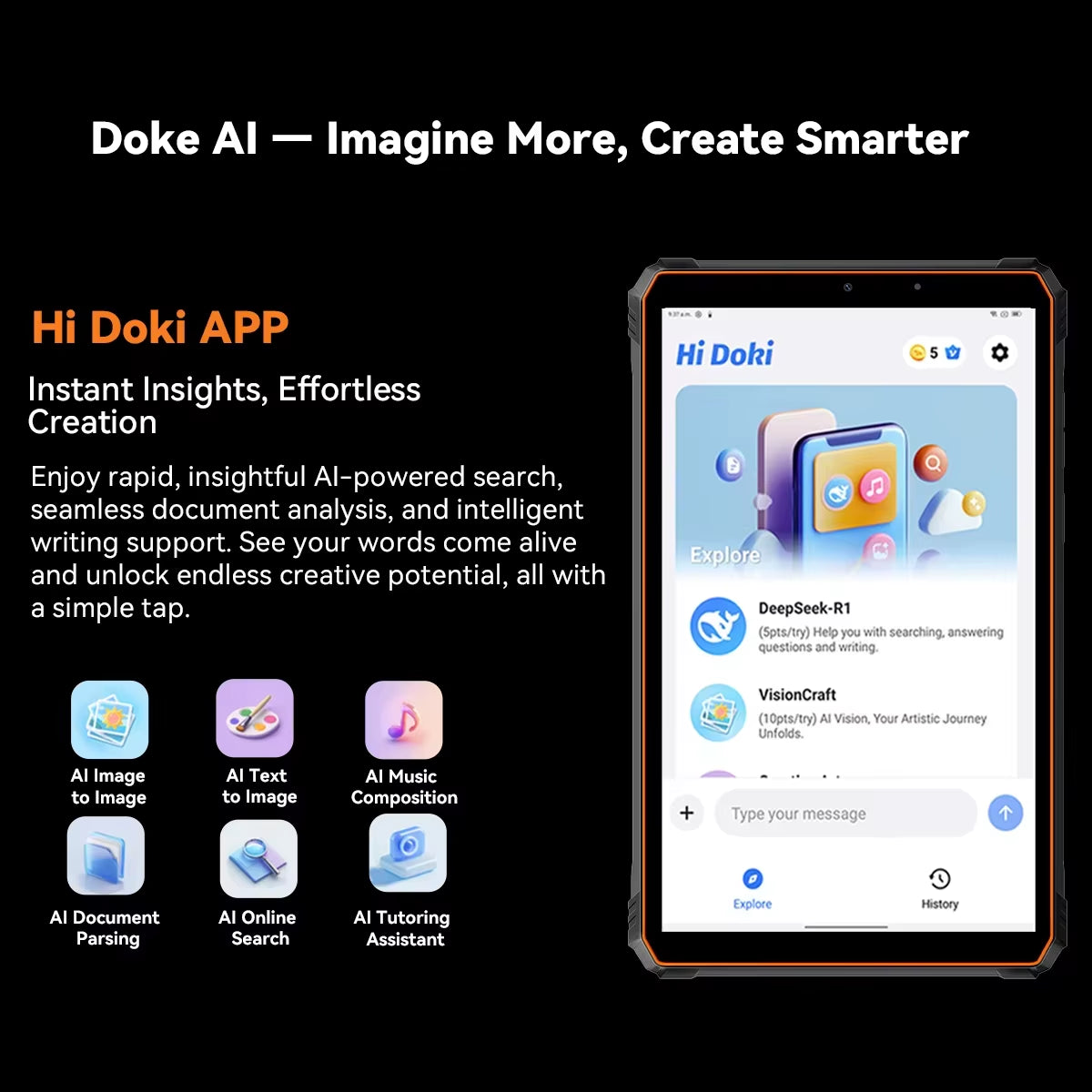Active 5 Rugged Tablet PC 8.68" - Unisoc T615 Octa-Core, 8GB RAM, 128GB Storage, 6600mAh Battery, Android 15