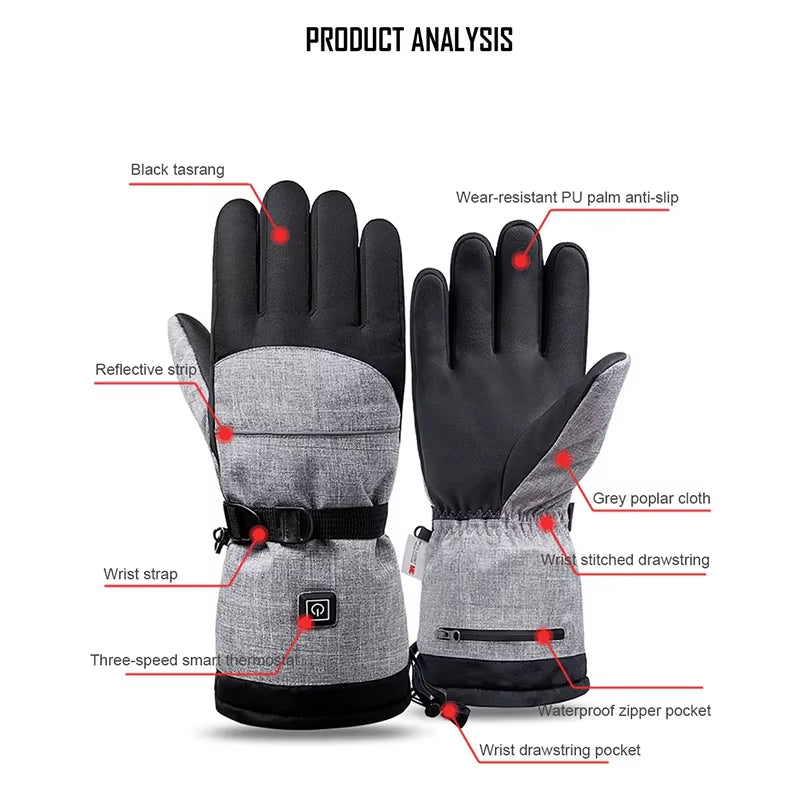 1Pair Heated Gloves Electric Thermal Warmer Gloves Cycling Motorcycle Bicycle Ski Outdoor Activities Equipment Cotton Waterproof