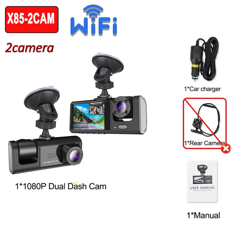 1080P Car Dvr Wifi APP 3/2Lens Dash Cam for Cars Camera for Vehicle Recorder Video Front and Rear Camera Night Vision Dashcam