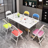 4 Piece Conference Chair Set, Leather Upholstered Folding Chair, Designer Chair with Backrest, Metal Frame Living Room