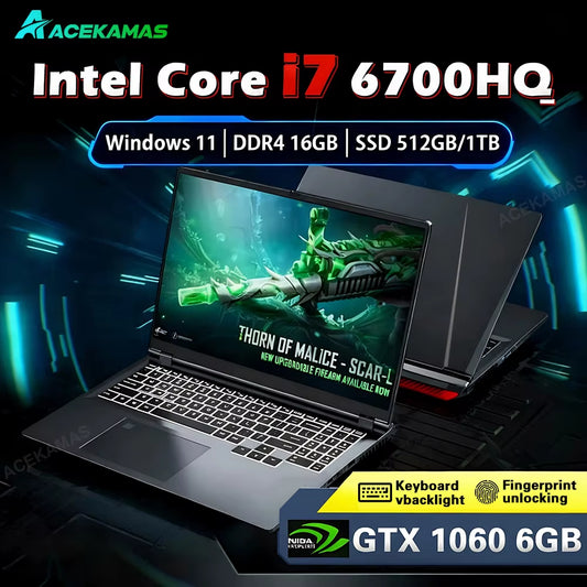 ACEKAMAS 16" Gaming Laptop Intel Core I7-6700Hq GTX 1060 Notebook PC 16GB DDR4 1TB SSD IPS 1920*1200 Windows 11 Laptop Computer