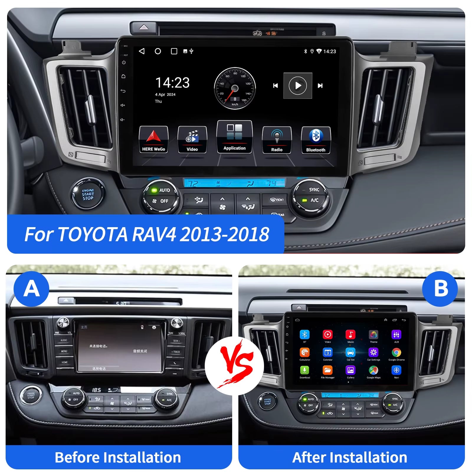 10.1" 2Din Android for Toyota RAV4 4 XA40 5 XA50 2012 - 2018 Car Radio Carplay Multimedia Video Player Navigation Stereo GPS JBL