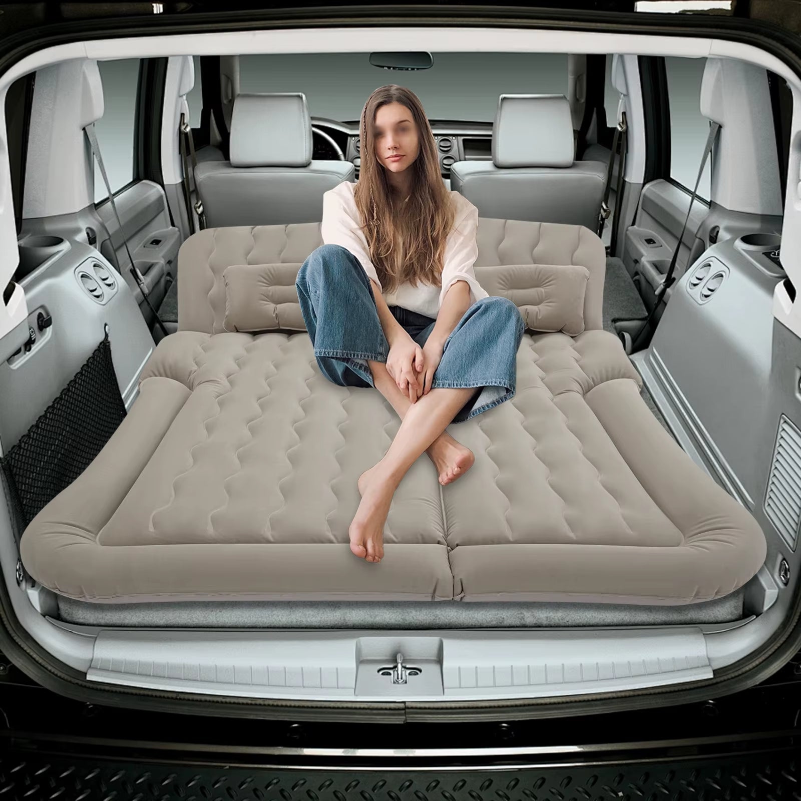 SUV Air Mattress with Pillows, Thickened Inflatable Car Bed Set, for Comfortable Camping & Travel Sleep for Road Trip & Outdoor