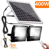 400W Led Solar Light High Bright 2 Head Flood Light Waterproof Outdoor Garden Wall Light with Aluminum Solar Panel for Garden
