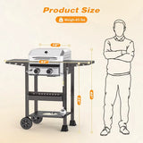 2 Burner BBQ Propane Gas Grill Stainless Steel 16 000 BTU Patio Garden Barbecue Grill with Two Foldable Shelves Gas Grill With