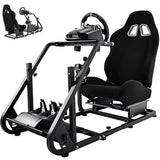 Racing Simulator Cockpit with Seat for Logitech, Thrustmaster, and Fanatec Steering Wheels: Compatible with G25, G27, G923, And