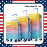 Luggage Set–Hardshell Suitcases with Spinner Wheels and TSA Lock, PC+ABS, Vibrant Glossy Expandable Design for Travel